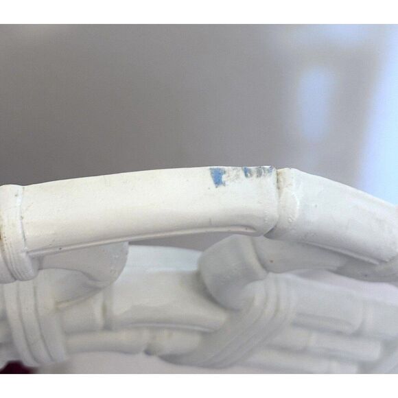 Vintage Homco White Plastic Rattan Bamboo Look Octagonal Wall Mirror 17” X 14” - Picture 10 of 11